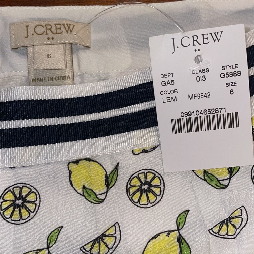 NWT🍋 J. Crew Lemon Lined Pleated Skirt